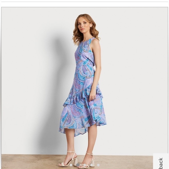 SAME EDELMAN Summer Ruffle Asymmetrical MIDI Dress size 8 NWT - Picture 1 of 11